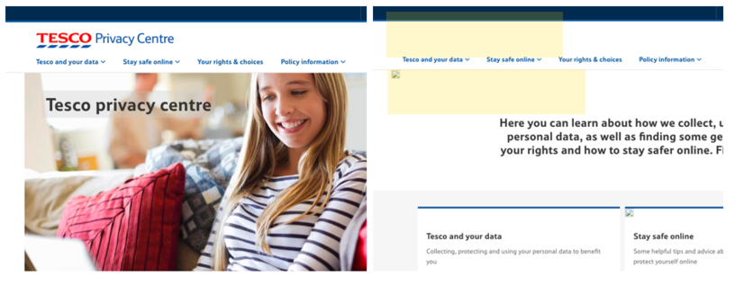 Issue illustration - Webpage with images(left) and disabled images(right)